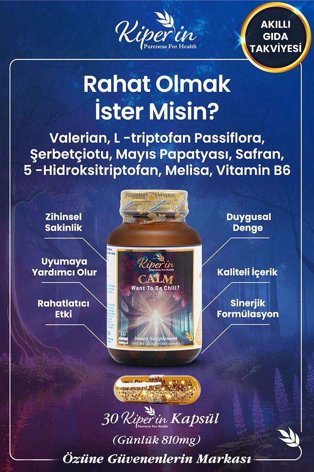 Calm ''Relax'' Passiflora, Safran, 5-HTP, Valerian, ... 9 İçerik (30 Günlük) | Akıllı Gıda Takviyesi - 3