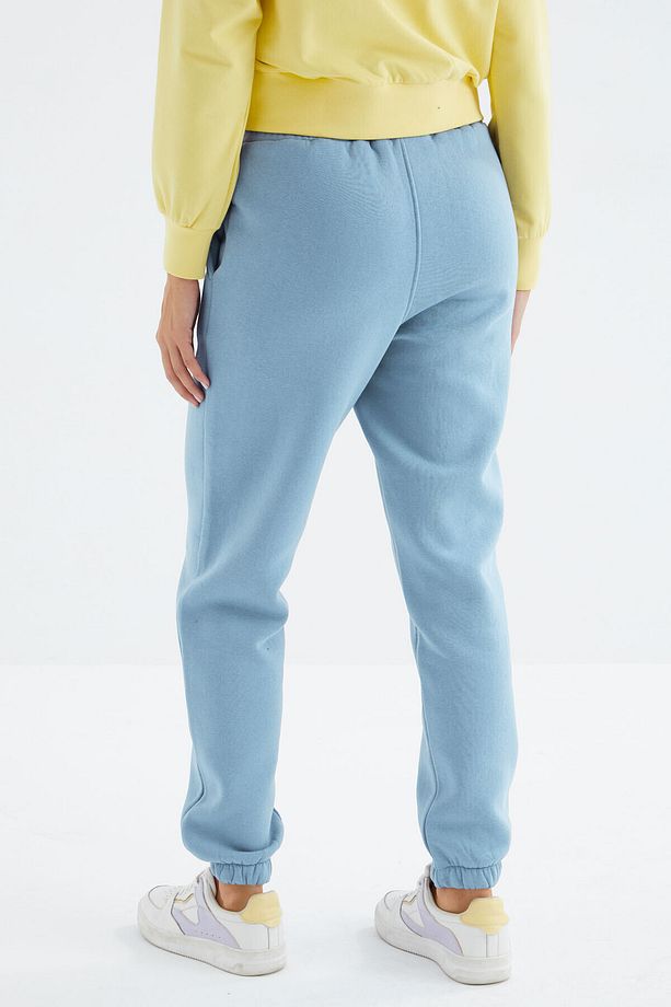 Açık Mavi Yüksek Bel Rahat Form Basic Jogger Kadın Eşofman Altı - 94624 - 5