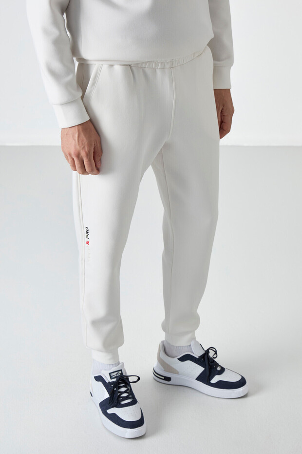 Ekru Bağcıklı Dar Paça Erkek Eşofman Alt - 84999 - 1