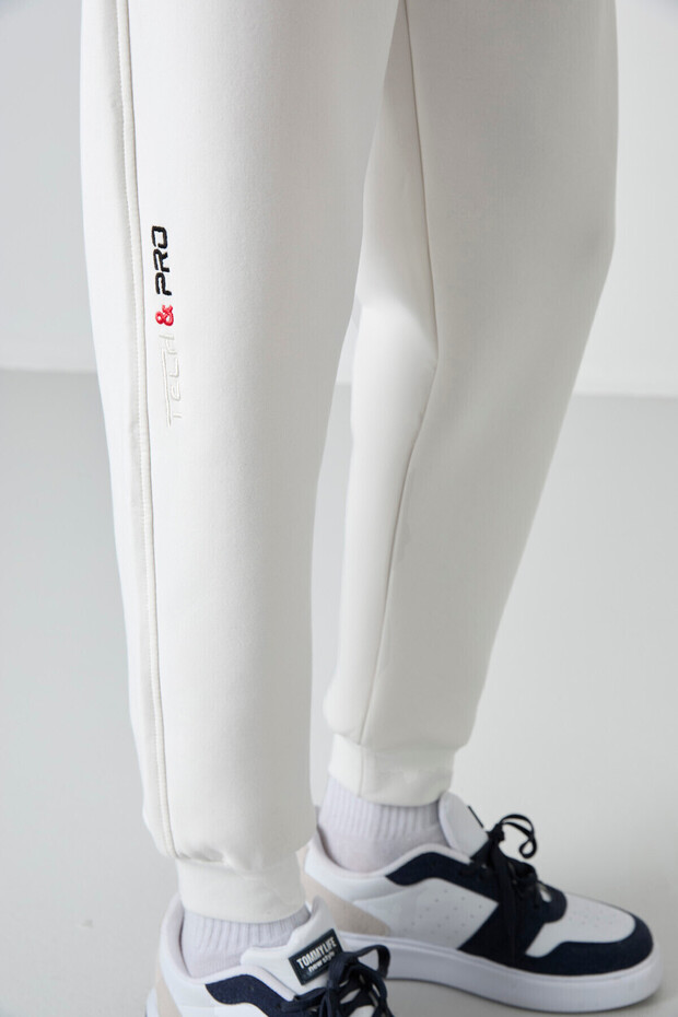 Ekru Bağcıklı Dar Paça Erkek Eşofman Alt - 84999 - 6