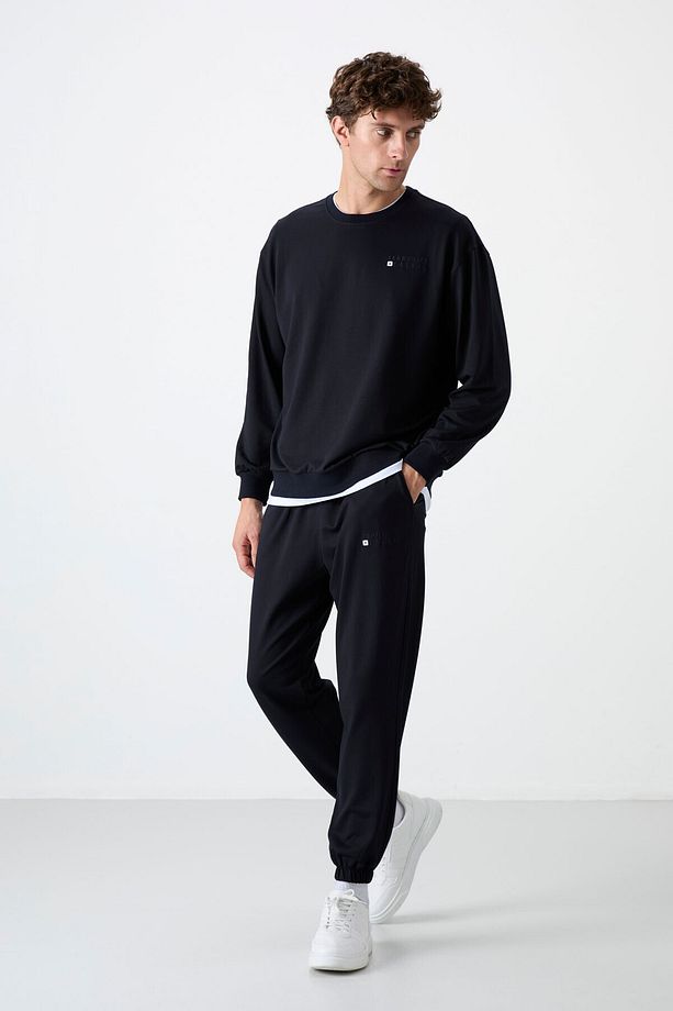 Lacivert Casual O Yaka Jogger Erkek Oversize Eşofman Takımı - 85120 - 8
