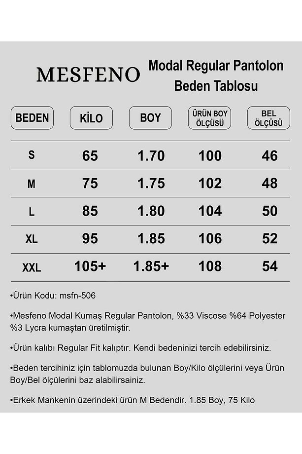 Esnek Modal Kumaş Regular Erkek Pantolon - 7