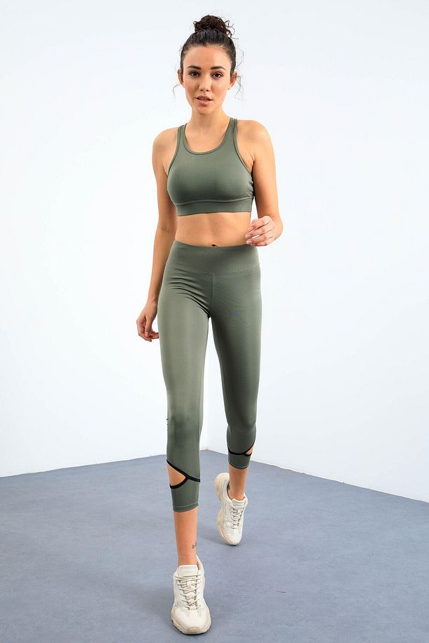 Çağla Bilekleri Pencereli Yüksek Bel Slim Fit Dar Paça Kadın Tayt - 94610 - 3