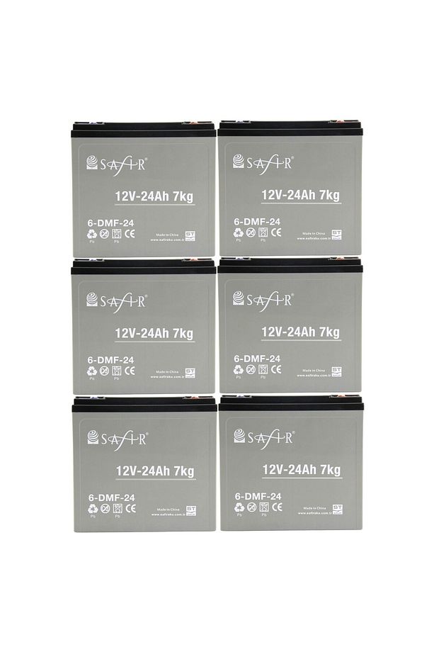 Safir 12 V - 24 Ah Grafen Jel Akü 6'lı Set Elektrikli Bisiklet Aküsü - 1
