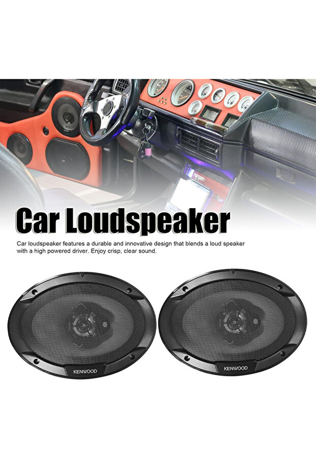 Kenwood 6x9" 3-Way Car Speaker, 400W Peak Power, 45W RMS, 2 Pcs Coaxial Flush Mount - 5