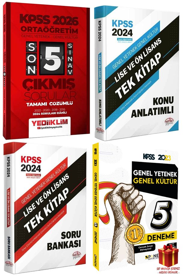2026 Yediiklim KPSS Ortaöğretim Çıkmış Sorular+Editör Lise Önlisans Konu Anlatım+Soru B+Deneme - 1