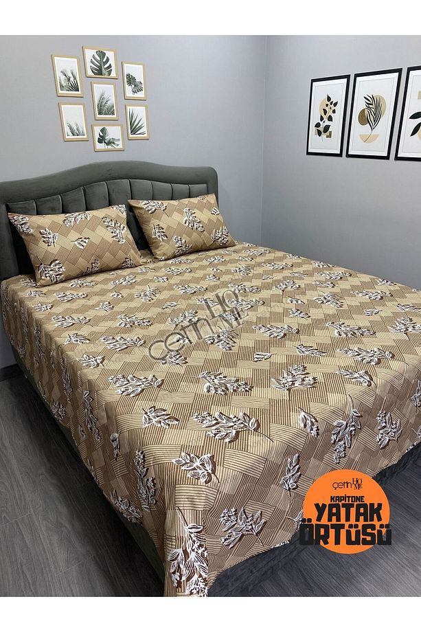 Çetinhome Battal Boy Kapitone Yatak Örtüsü Pike Seti Zarafet Bej - 3