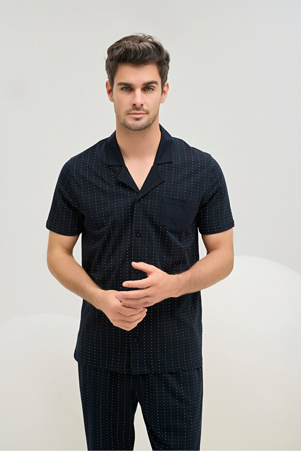 9588 Men's Buttoned Pajama Suit - 3
