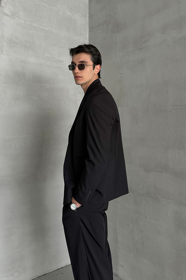 Erkek Tek Düğmeli Oversize Takım Elbise - 5