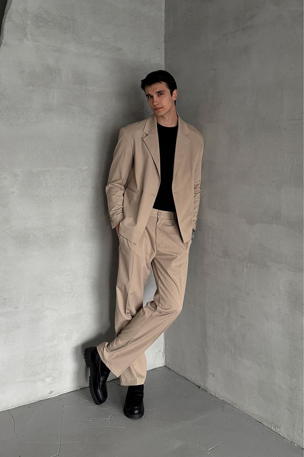 Erkek Tek Düğmeli Oversize Takım Elbise - 1