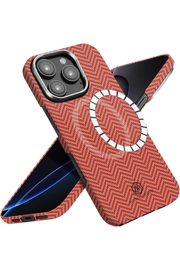 Real Aramid Fiber for iPhone 16 Pro MAX case cover MagSafe Compatible - Matte Orange Gold