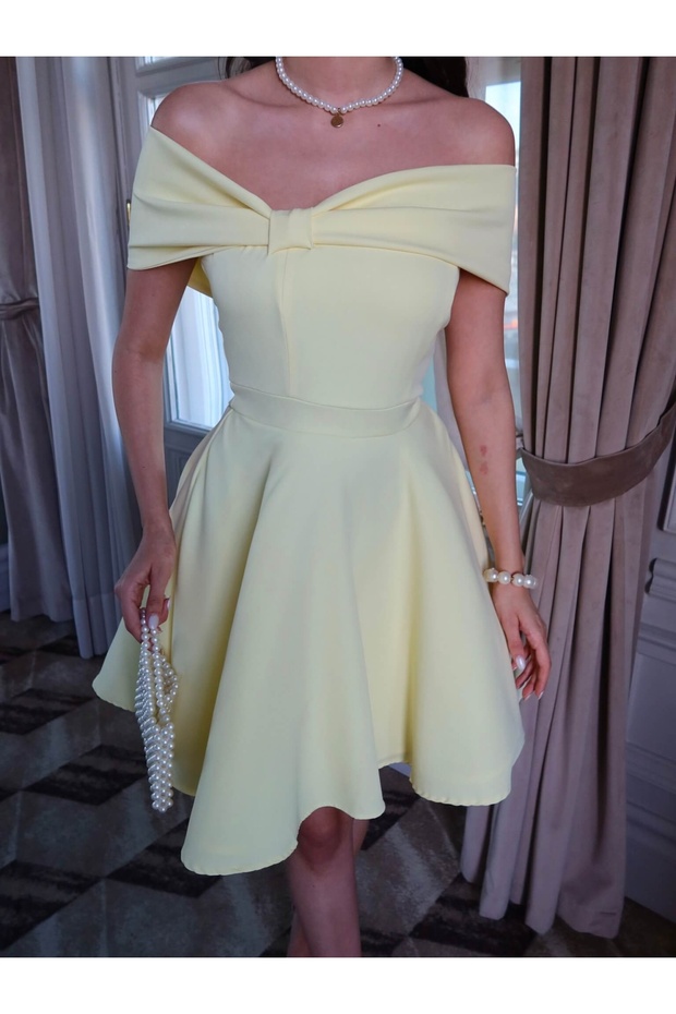 Sarı Mini Elbise - 3