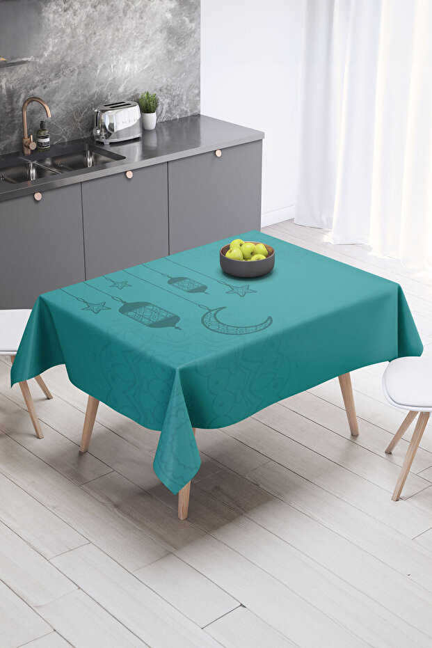 Ramadan Pattern Rectangular Carefree Tablecloth, Suede Textured Table Cloth - 1