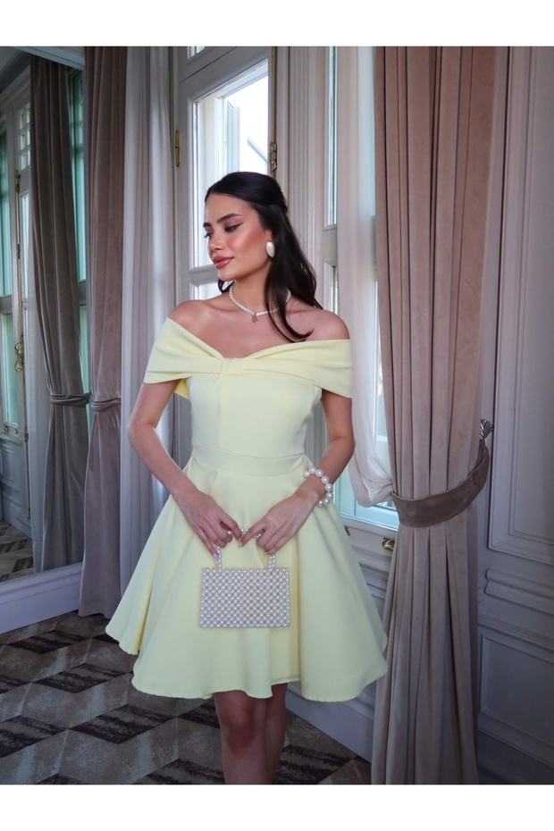 Sarı Mini Elbise - 2