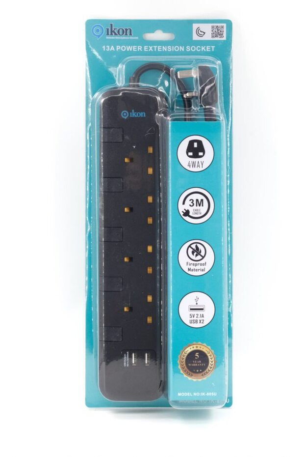 وصلة إيكون ثلاثية الاتجاهات مع منفذي USB وكابل بطول 3 أمتار Ik-804u