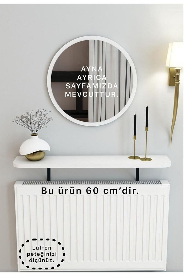 Beyaz Petek Üstü Tak Çıkar, Uçan Raf & Dresuar Duvar Montajsız Oval Kesim 60CM - 1