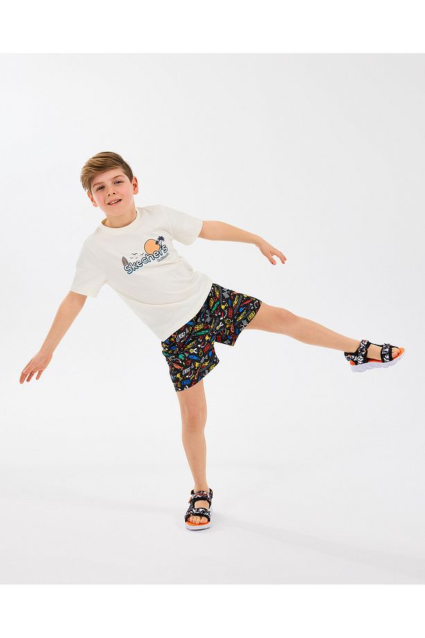 B 5 Inch Allover Print Swimshort Büyük Erkek Çocuk Siyah Deniz Şortu Sk2510069-001 - 1