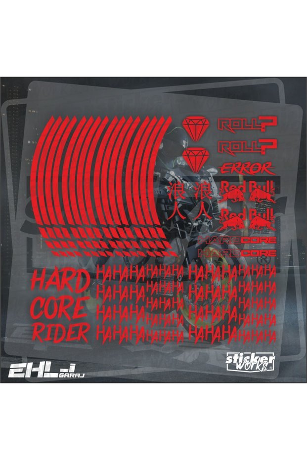 Hard Core Motorcycle Sticker Set