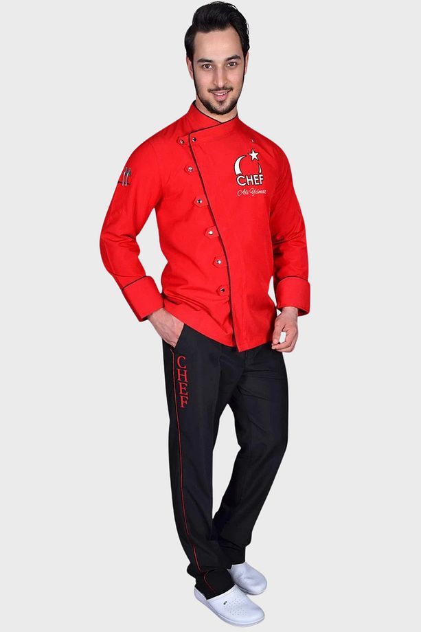 İsim Hediyeli Şef Ceketi İsimli Aşçı Ceketi Aşçı Gömleği Aşçı Forması Chef Ceketi Aşçı Kıyafeti - 5