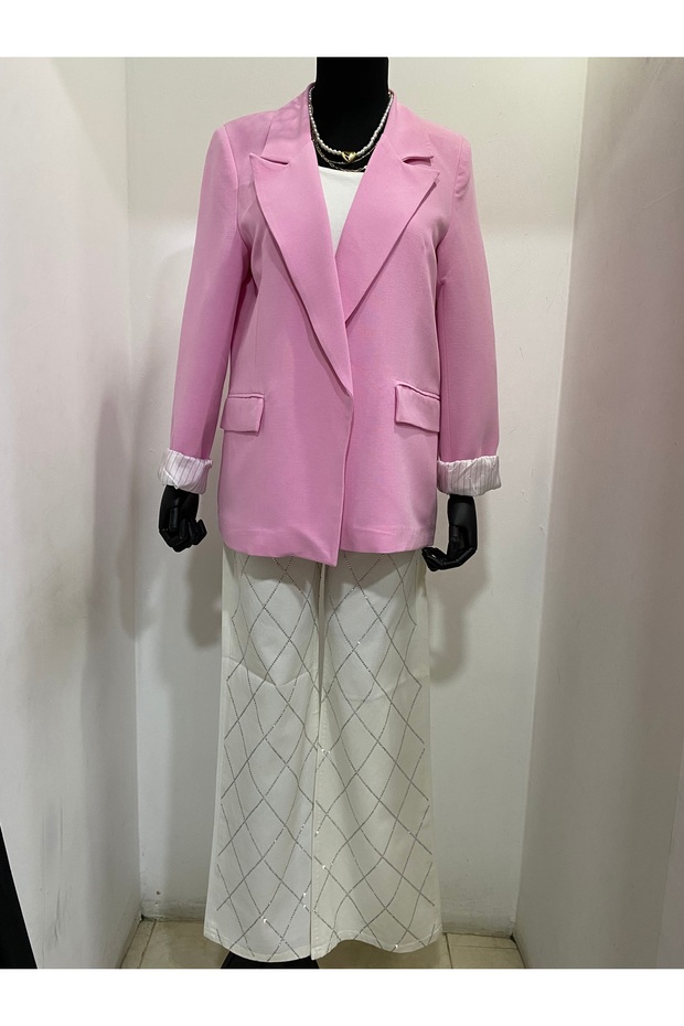 pembe blazer ceket - 1