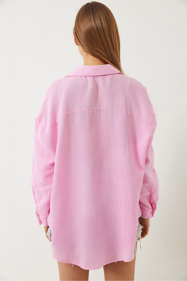 Kadın Oversize Uzun Kollu Müslin Basic Gömlek 34363 60282004 - 7