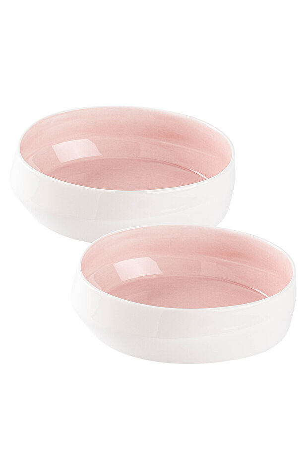 Space Pink Porcelain Double Bowl Set 16.2cm