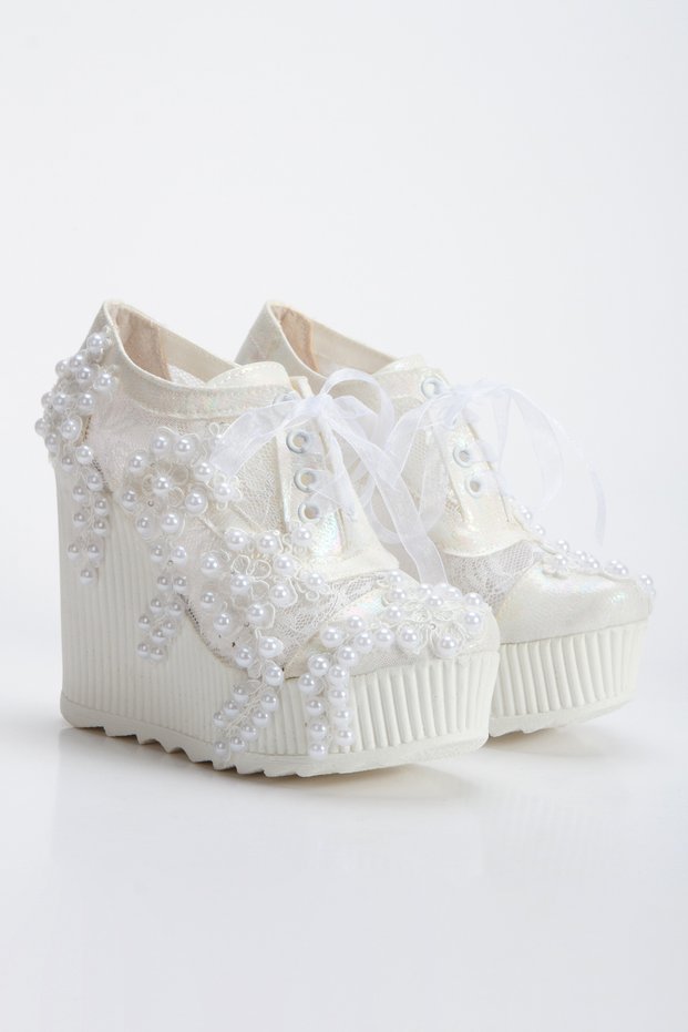 Women's High Wedge Heeled 12 Cm Wedding Dress Evening Dress Shoes