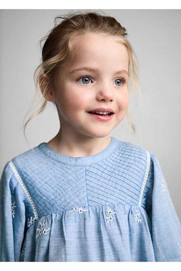 İşlemeli pamuklu elbise - 6