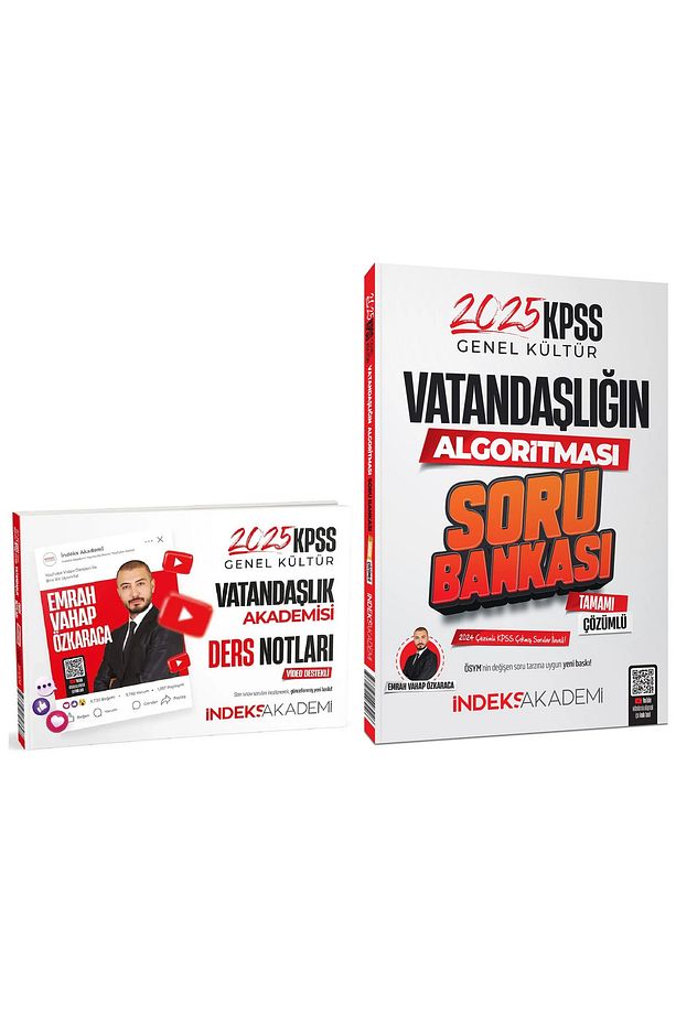 İndeks Akademi 2024 KPSS Vatandaşlık Video Ders Notları + Soru 2 li Set - Emrah Vahap Özkaraca İndek - 1