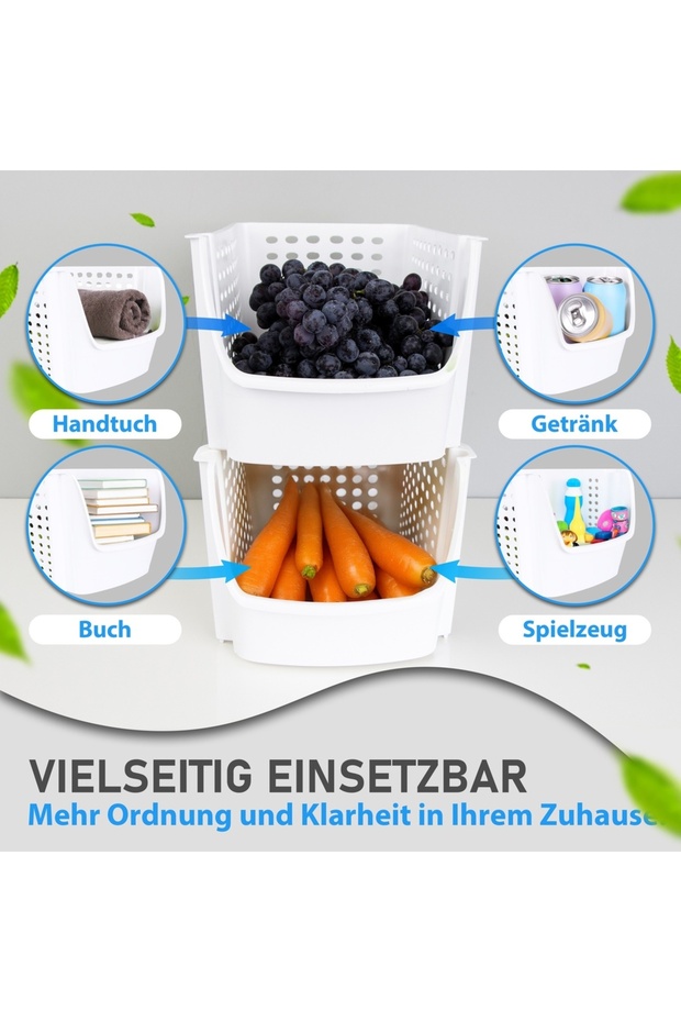 Gemüseboxen 2 Stück | 29x21,5x15,9 cm | Kühlschrank Aufbewahrungsboxen - 4