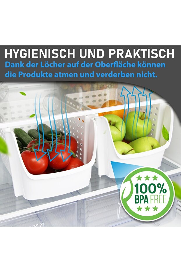 Gemüseboxen 2 Stück | 29x21,5x15,9 cm | Kühlschrank Aufbewahrungsboxen - 3