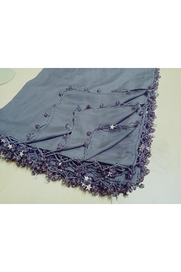 Handmade Star Embroidery, Beaded Writing, Cheesecloth, Scarf, Yemeni, Mevlüt Coverlet, 4 Sides Embroidered