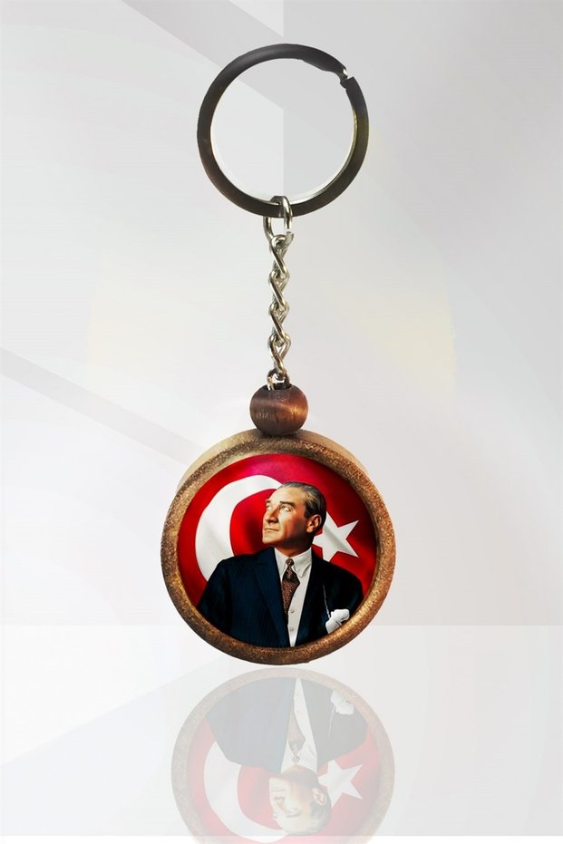 Mustafa Kemal Atatürk Wooden Keychain Single Size N11.12604