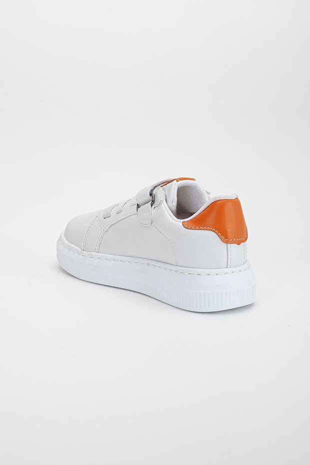 Kız Çocuk Spor Ayakkabı Turuncu Cırtlı Yıldız Model Dikişli Taban - 4