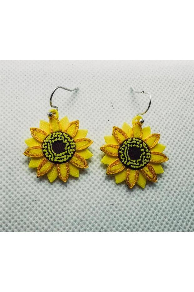 Yellow Daisy Themed Earrings with Colorful Figures - Lightweight and Fun Design