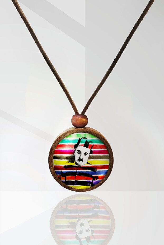 Charlie Chaplin Wooden Necklace