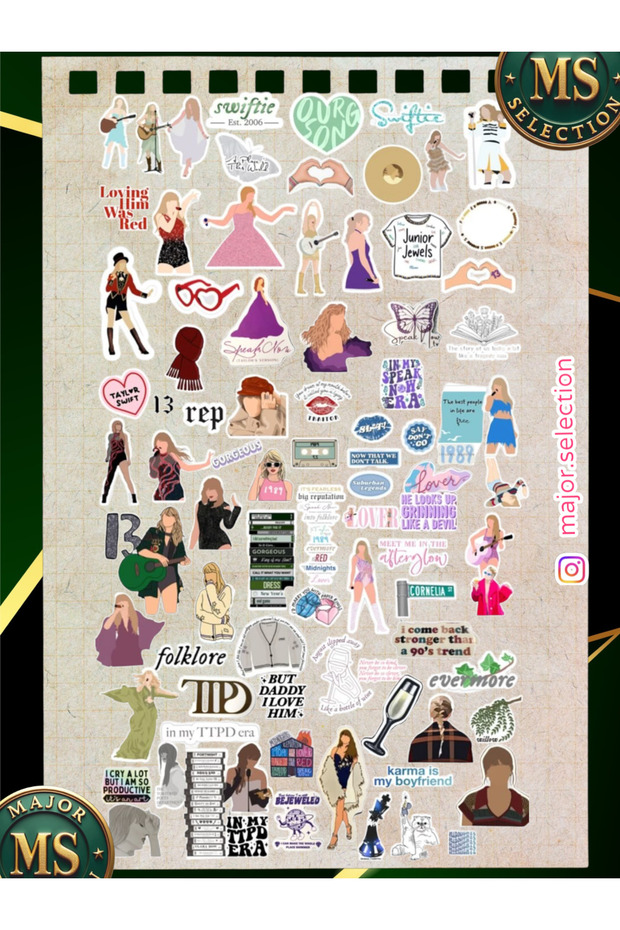 Taylor Swift Themed Giant Sticker Set Laptop Tablet Phone Agenda Bullet Journal Sticker