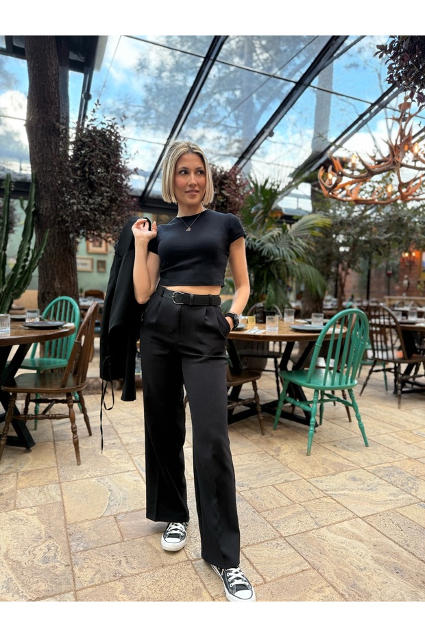 Black Fabric Trousers