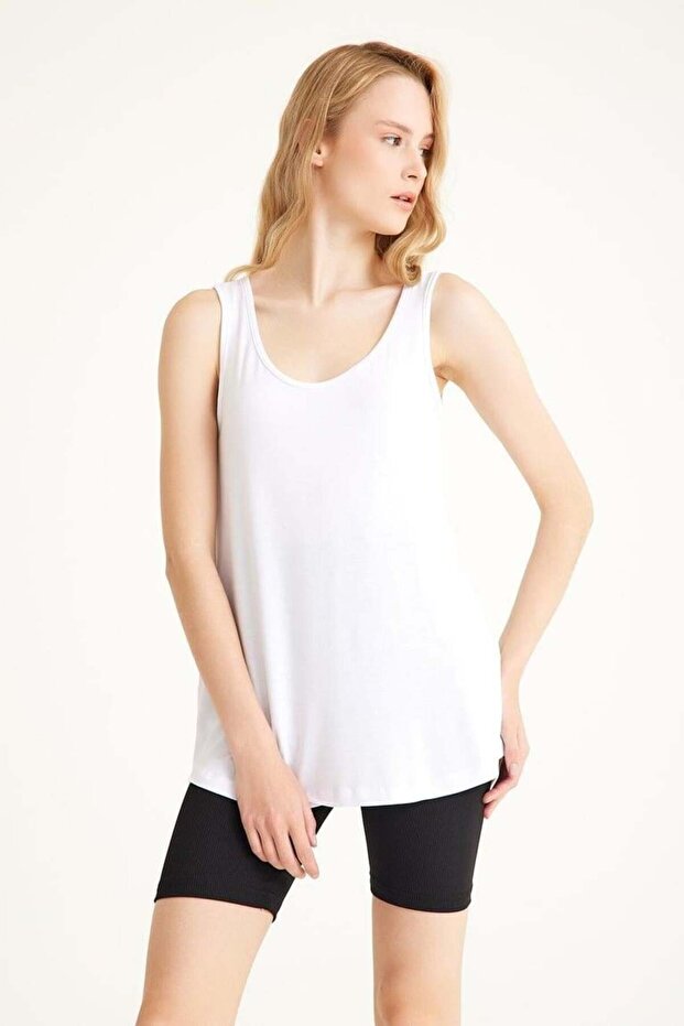 3 قطع تي شيرت بدون أكمام بقصة مريحة وحزام سميك أساسي - 7