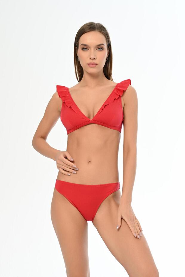 Aquaviva Women's Red Ruffle Elizabeth Bikini Set