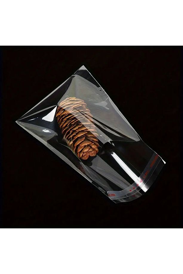 50 Adet 15*20 Cm*5 Cm(YAPIŞKANLI KAPAK UZUNLUĞU) Bantlı Şeffaf Opp Jelatin Poşet (15*25 CM) - 5
