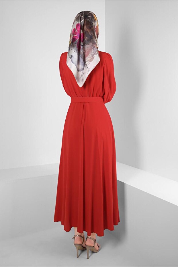 GENİŞ KOL VOLANLI ELBİSE 43591 - 3