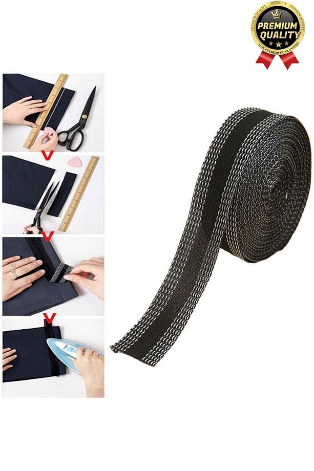 Dayanıklı Polyester Esnek Kendinden Yapışkanlı Pantolon Kumaş Kıvırma Yapıştırma Bandı Şeridi-3 Adet - 4