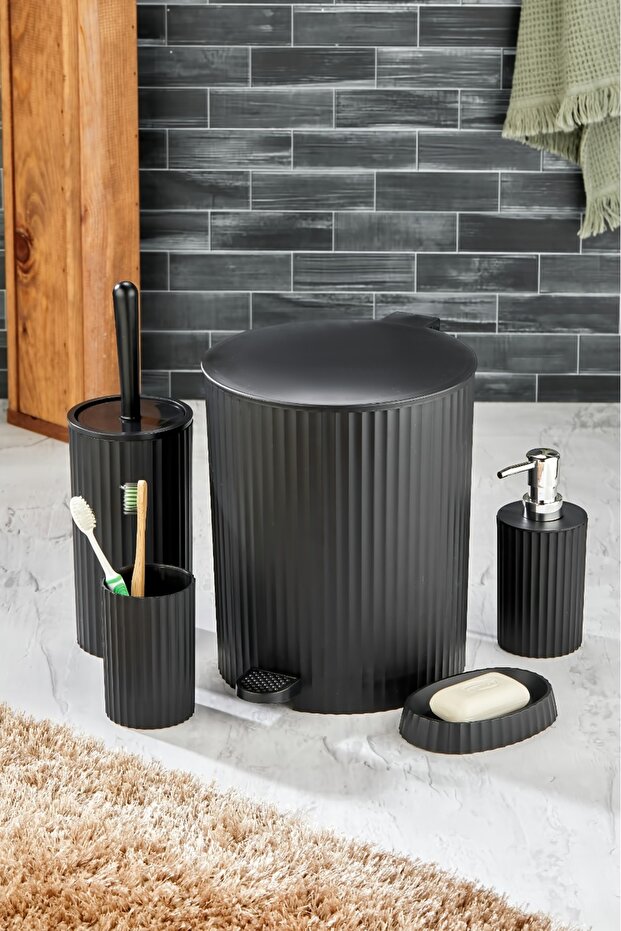 Pedalli 5-Piece Bathroom Set Toilet Brush Soap Dispenser Toothbrush Holder Solid Soap Dispenser