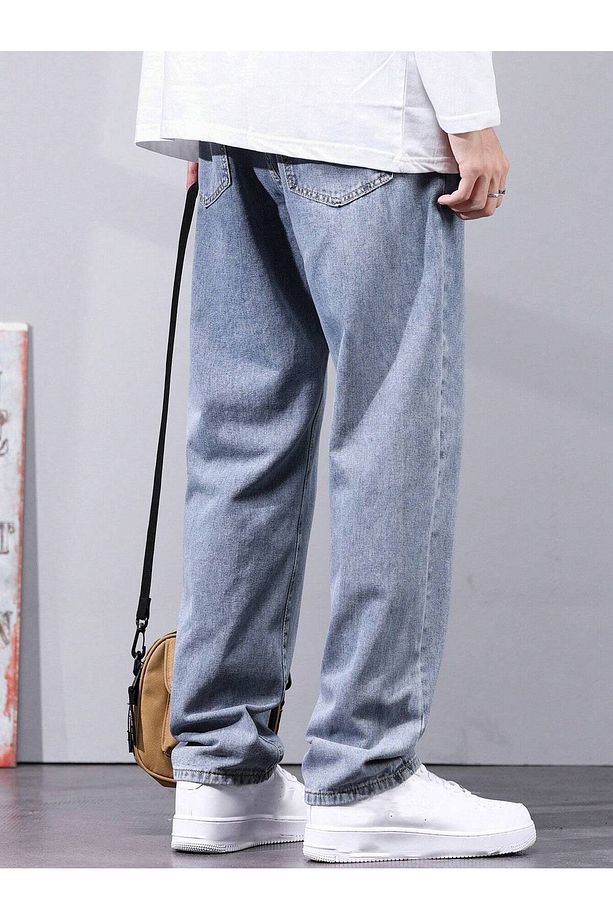 Erkek Baggy Fit Asit Yıkama Jean Kot Pantolon - 3