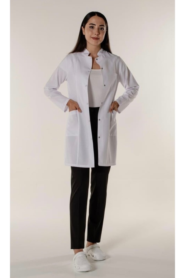 Öztaşkınlar Women's White Coat Judge Collar Doctor Teacher Nurse Trainee Lanoratuvar Coat