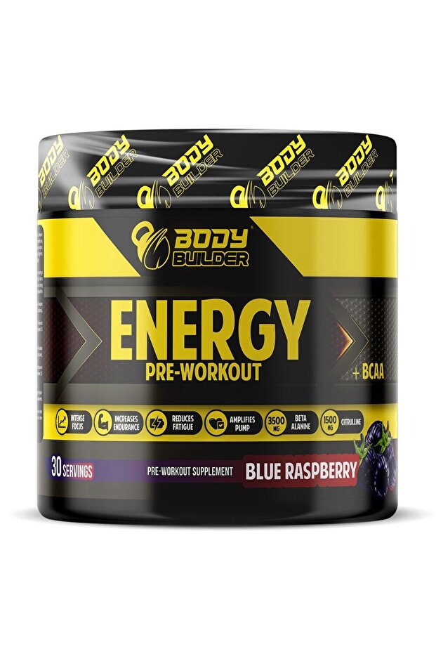 Pre workout Plus BCAA Food Supplement, Blue Raspberry, 30 Servings