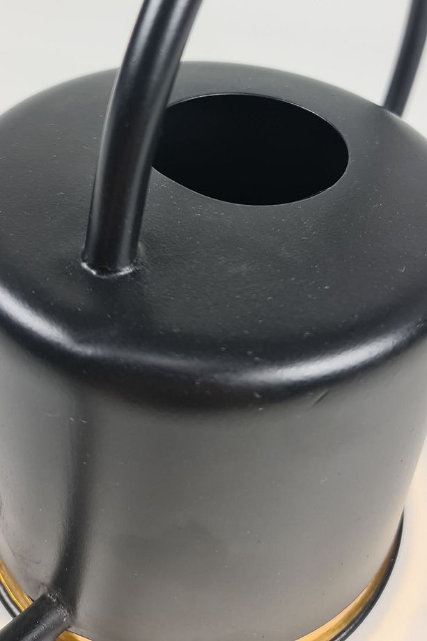 Siyah Bitki Sulama Kabı Metal 1,3lt Sulak Çiçek Sulama Sürahisi Siyah Sarı Me127 - 6