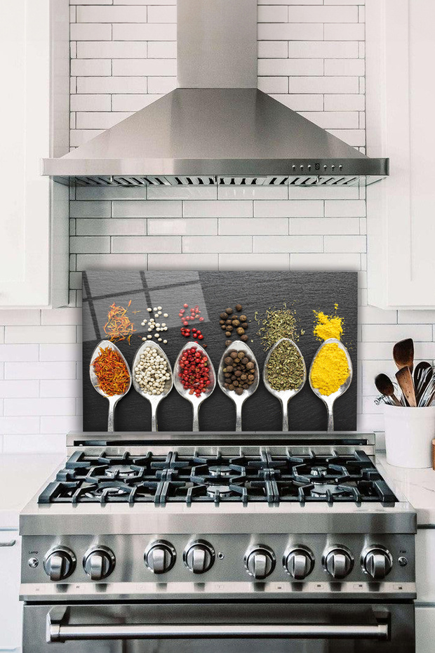 Spicy Glass Stove Back Protector, Heat Resistant, Countertop Built-In and Kitchen Protection