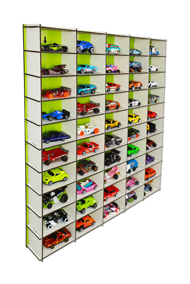 50 Araçlık Ahşap Duvar Rafı ( Hotweels ve Matchbox ) (İsim Yazdırmak İçin İSİMLİK Alınız) - 3